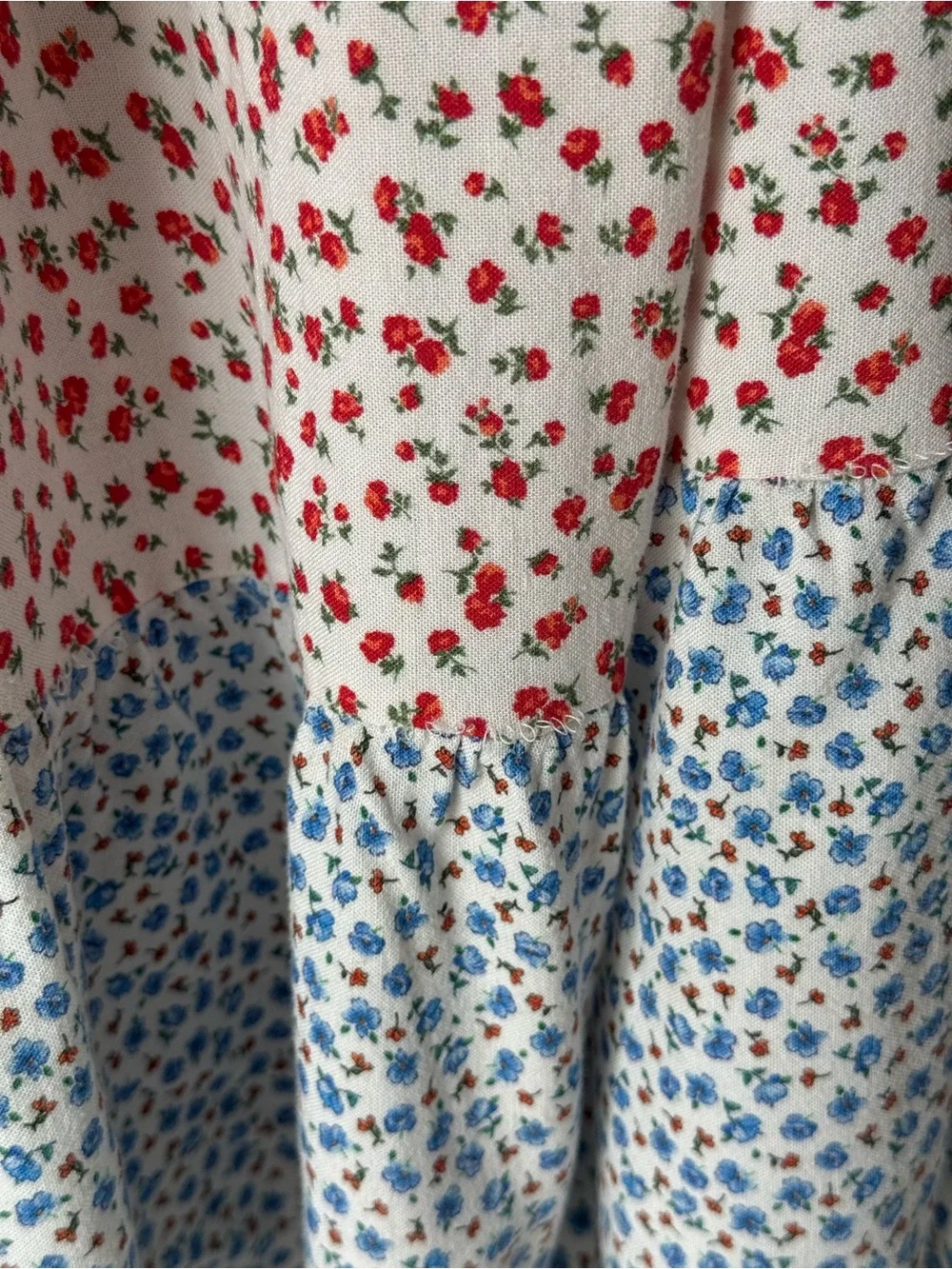 Zara White Multi-Print Tiered Sundress with Red & Blue Floral Girls Size 13-14